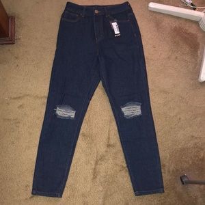 nasty gal high waisted distressed mom jeans